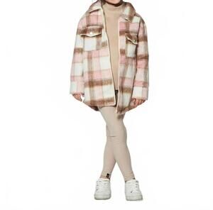 NEW DEUX PAR DEUX rib hooded tunic top in beige